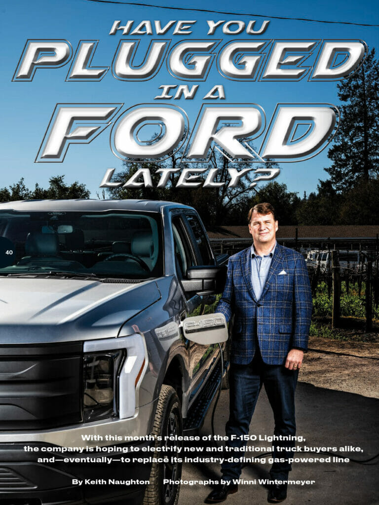 Jim Farley, CEO of Ford Motor Company with the all-electric F-150 Lightning truck